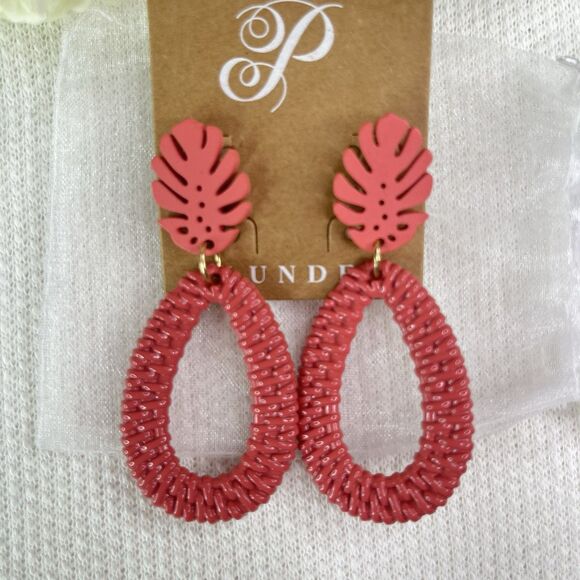 Plunder Design Earrings TEARDROP Women’s New Jewelry Pink Fashion Bohemian - Picture 2 of 4